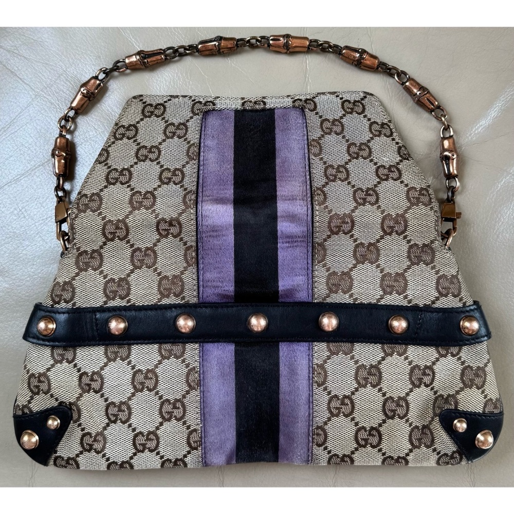 Rare Authentic Vintage Gucci Tom Ford Horsebit Web GG Canvas Chain Clutch, COA - Picture 3 of 13